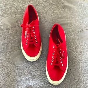 EUC. Red Superga sneakers size 41